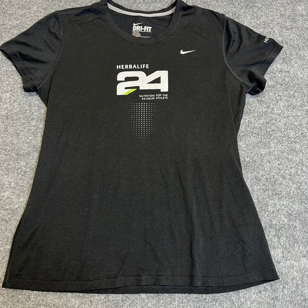 Nike T-Shirt Womens XL Black Herbalife 24 Dri-Fit Regular Fit Athletic Training
